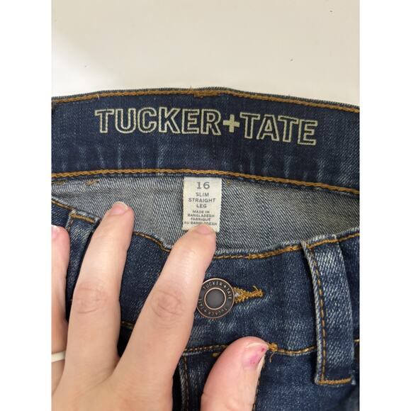 Tucker + Tate Big Kids Slim Straight Leg Jeans Size 16 Slim Dark Wash Denim - Picture 6 of 7